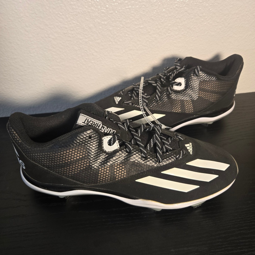 Adidas Dual Threat Baseball Cleats Mens 12 Black White F37751 Metal Spikes